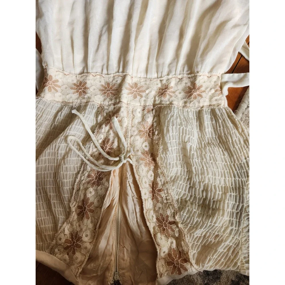 70s Cream Bell Sleeve Prairie Dress - Picture 5 of 6